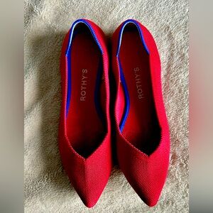 Rothy’s red flat shoes